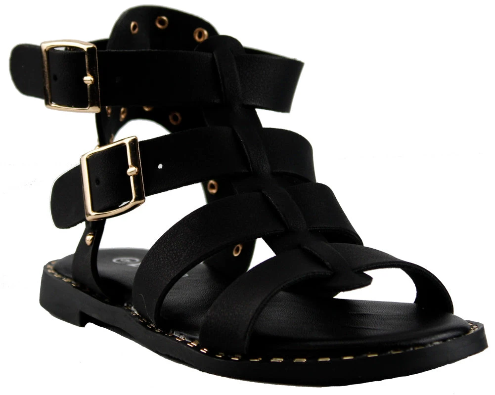 Tasty 17k Little Girls Caged Buckle Flat Sandals 3 Tasty 17k Little Girls Caged Buckle Flat Sandals