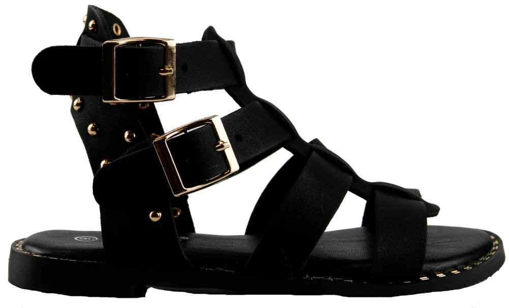 Tasty 17k Little Girls Caged Buckle Flat Sandals 4 Tasty 17k Little Girls Caged Buckle Flat Sandals - Image 2