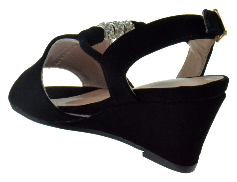 ASHLYN 56K Little Girls Rhinestone Wedge Sandals 8 ASHLYN 56K Little Girls Rhinestone Wedge Sandals - Image 6