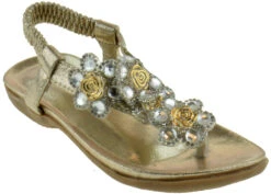 CRAB 1717KMLittle Girls Floral Rhinestone Thong Sandal -Bamboo Store 1c4c8aa3b5b885e923611e3b738f48dd