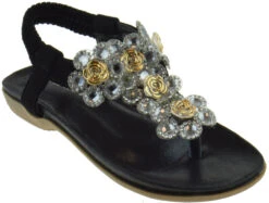 CRAB 1717KMLittle Girls Floral Rhinestone Thong Sandal