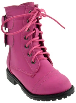 Cozy 91-1 Little Girls Lace Up BuckleCombat Boot