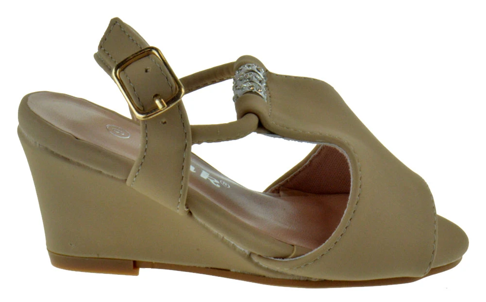 ASHLYN 56K Little Girls Rhinestone Wedge Sandals 4 ASHLYN 56K Little Girls Rhinestone Wedge Sandals - Image 2