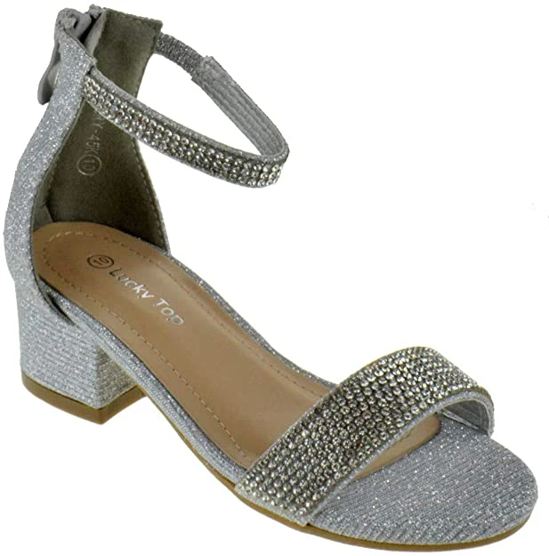 Gallery 45K Little Girls Strappy Rhinestone Dress Heel Sandals 6 Gallery 45K Little Girls Strappy Rhinestone Dress Heel Sandals - Image 4