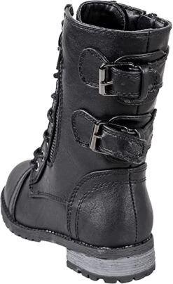 Mango 61K Little Girls Lace Up Buckle Zipper Combat Boots -Bamboo Store 81lXSCsLbtL. AC UY695