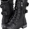 Mango 61K Little Girls Lace Up Buckle Zipper Combat Boots