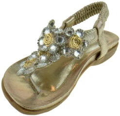 CRAB 1717KMLittle Girls Floral Rhinestone Thong Sandal -Bamboo Store 946d19f86b045d1bac542c01124a7720