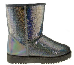 Forever Annie 42 Women's Sequined Mid Calf Shearling Slip OnBoots -Bamboo Store ANNIE42SLV 2