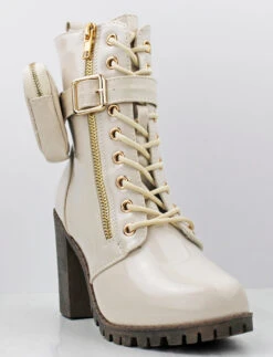 Forever Access 39 Women's Heeled Lace Upw/ Pouch Combat Boots