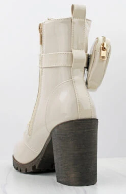 Forever Access 39 Women's Heeled Lace Upw/ Pouch Combat Boots -Bamboo Store Access 39BeigePat 2