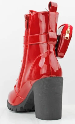 Forever Access 39 Women's Heeled Lace Upw/ Pouch Combat Boots -Bamboo Store Access 39RedPat 2