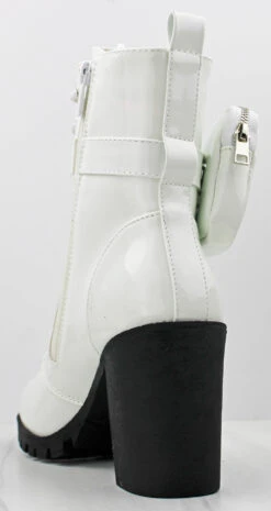 Forever Access 39 Women's Heeled Lace Upw/ Pouch Combat Boots -Bamboo Store Access 39WhitePat 2