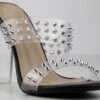 Alder 8 Women's Studded Clear Double Strap Heeled Sandals -Bamboo Store Alder8Blk 1