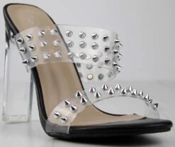 Alder 8 Women's Studded Clear Double Strap Heeled Sandals