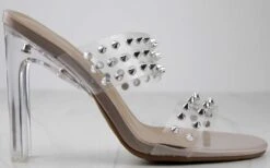 Alder 8 Women's Studded Clear Double Strap Heeled Sandals -Bamboo Store Alder8Nude 2