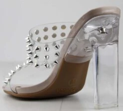 Alder 8 Women's Studded Clear Double Strap Heeled Sandals -Bamboo Store Alder8Nude 3