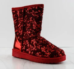 Forever Annie 42 Women's Sequined Mid Calf Shearling Slip OnBoots -Bamboo Store Annie 42 2