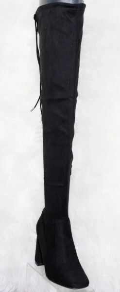 Bamboo Article 03 Women's Drawstring Thigh High Suede Heeled Boots