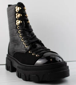 Artistic 2 Women's Zip Up Lace Up Chunky Combat Boots -Bamboo Store Artistic2 3