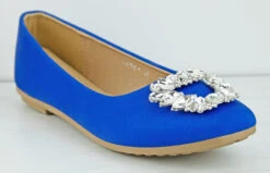 Aurora 1 Women's Square Rhinestone Round Toe Flats -Bamboo Store AuroraBlue