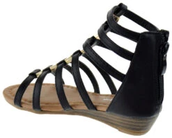 Avery-1K Girl's Gladiator Wedge Sandals -Bamboo Store Avery1kBlack 3