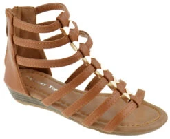 Avery-1K Girl's Gladiator Wedge Sandals -Bamboo Store Avery1kTan 1
