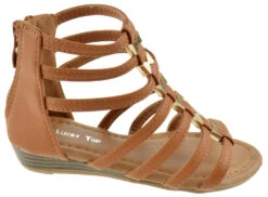 Avery-1K Girl's Gladiator Wedge Sandals -Bamboo Store Avery1kTan 2