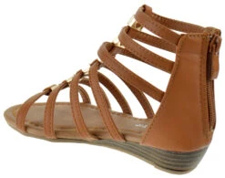 Avery-1K Girl's Gladiator Wedge Sandals -Bamboo Store Avery1kTan 3
