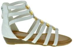 Avery-1K Girl's Gladiator Wedge Sandals -Bamboo Store Avery1kWhite 2