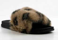 Base Designer Fur Strapped Slides -Bamboo Store BASENUDE 2