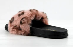 Base Designer Fur Strapped Slides -Bamboo Store BASEPINK 1