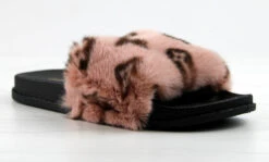 Base Designer Fur Strapped Slides -Bamboo Store BASEPINK 2