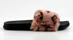 Base Designer Fur Strapped Slides -Bamboo Store BASEPINK 3