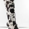 BETSY Cow Print MidHeeled Knee High Boots