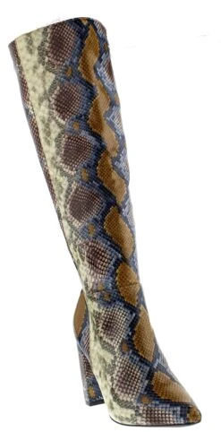 Bamboo Bellflower 41 Women's Chunky Snake Skin Ankle Heel Boots