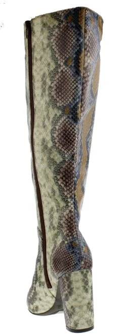 Bamboo Bellflower 41 Women's Chunky Snake Skin Ankle Heel Boots -Bamboo Store Bellflower41snk 3