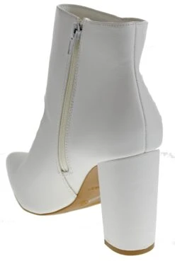 Bamboo BellFlower 09 Womens Chunky Heeled Pointed Toe Ankle Booties -Bamboo Store BellflowerWhite 2