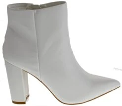 Bamboo BellFlower 09 Womens Chunky Heeled Pointed Toe Ankle Booties -Bamboo Store BellflowerWhite 3
