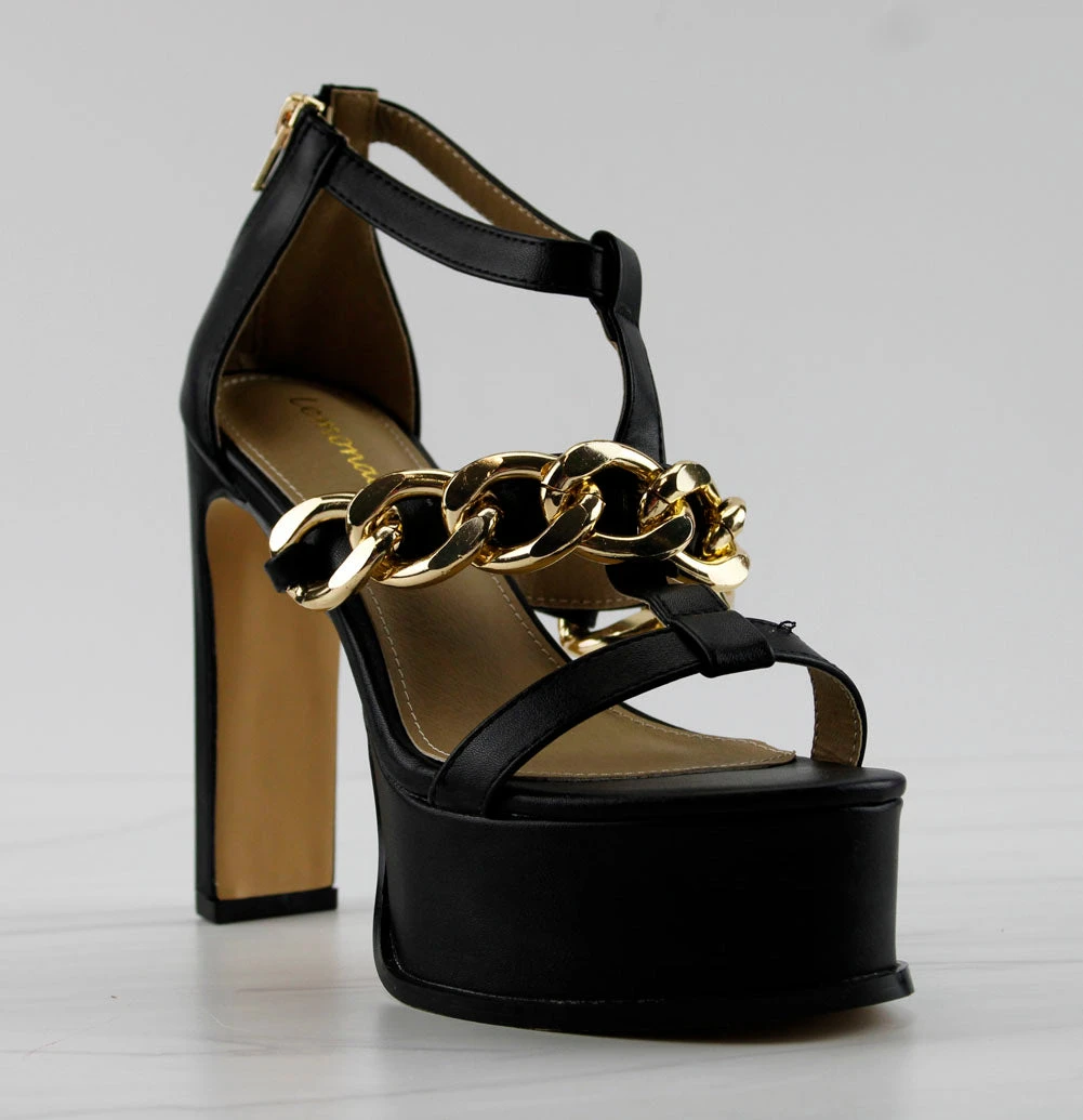 Belma Womens Platform Chain Embellished Strappy Pumps 6 Belma Womens Platform Chain Embellished Strappy Pumps - Image 4