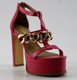 Belma Womens Platform Chain Embellished Strappy Pumps