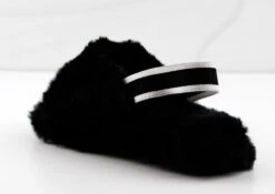 Ben 1K Girls Ultra Soft Furry Sling Back Slides -Bamboo Store Ben1KBlack 3