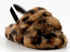 Ben 1K Girls Ultra Soft Furry Sling Back Slides -Bamboo Store Ben1KLeopard 1