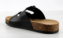 Forever Berk 11 Womens Double Buckle Embellished Cork Sole Slip On Sandals -Bamboo Store Berk11Black 3
