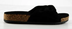 Forever Berk 24 Womens Faux Suede Bow Embellished Cork Sole Slip On Sandals -Bamboo Store Berk24Black 2