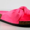 Forever Berk 24 Womens Faux Suede Bow Embellished Cork Sole Slip On Sandals -Bamboo Store Berk24Fuchsia 1