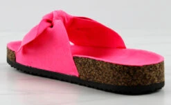 Berk 24K Little Girls Faux Suede Bow Embellished Cork Sole Slip On Sandals -Bamboo Store Berk24KFuschia 3