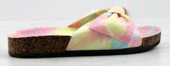 Forever Berk 24 Womens Faux Suede Bow Embellished Cork Sole Slip On Sandals -Bamboo Store Berk24PinkTieDye 2