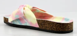 Forever Berk 24 Womens Faux Suede Bow Embellished Cork Sole Slip On Sandals -Bamboo Store Berk24PinkTieDye 3