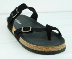 Berk 33 Women's Double Buckle Embellished Cork Sole Slip On Sandals