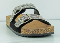 Berk 06k Little Girl's Double Buckle Embellished Cork Sole Slip On Sandals